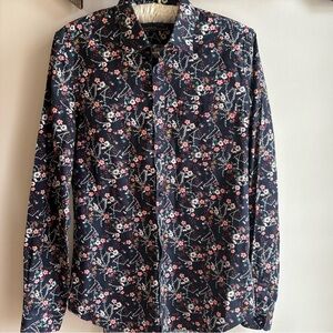 Paisley & Gray Floral Navy Men's Button Down Slim Fit Small 15